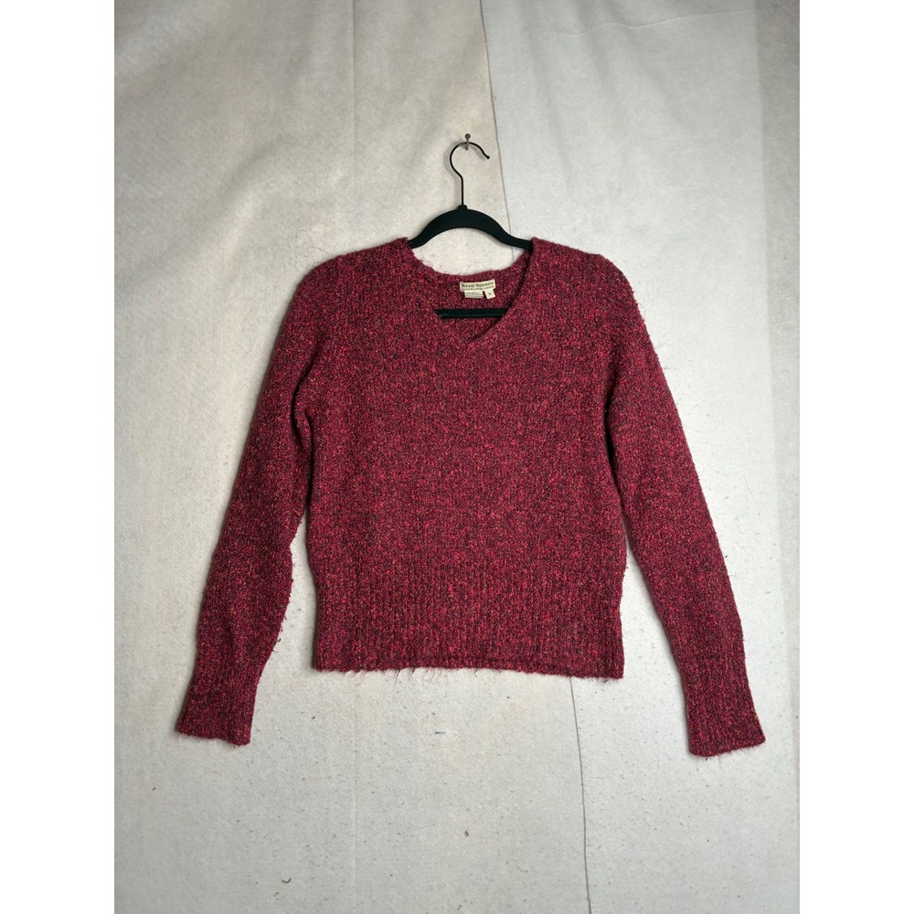 Royal Robbins Womens M Pink Burgundy Marled Boucle V-Neck Sweater Long Sleeve
